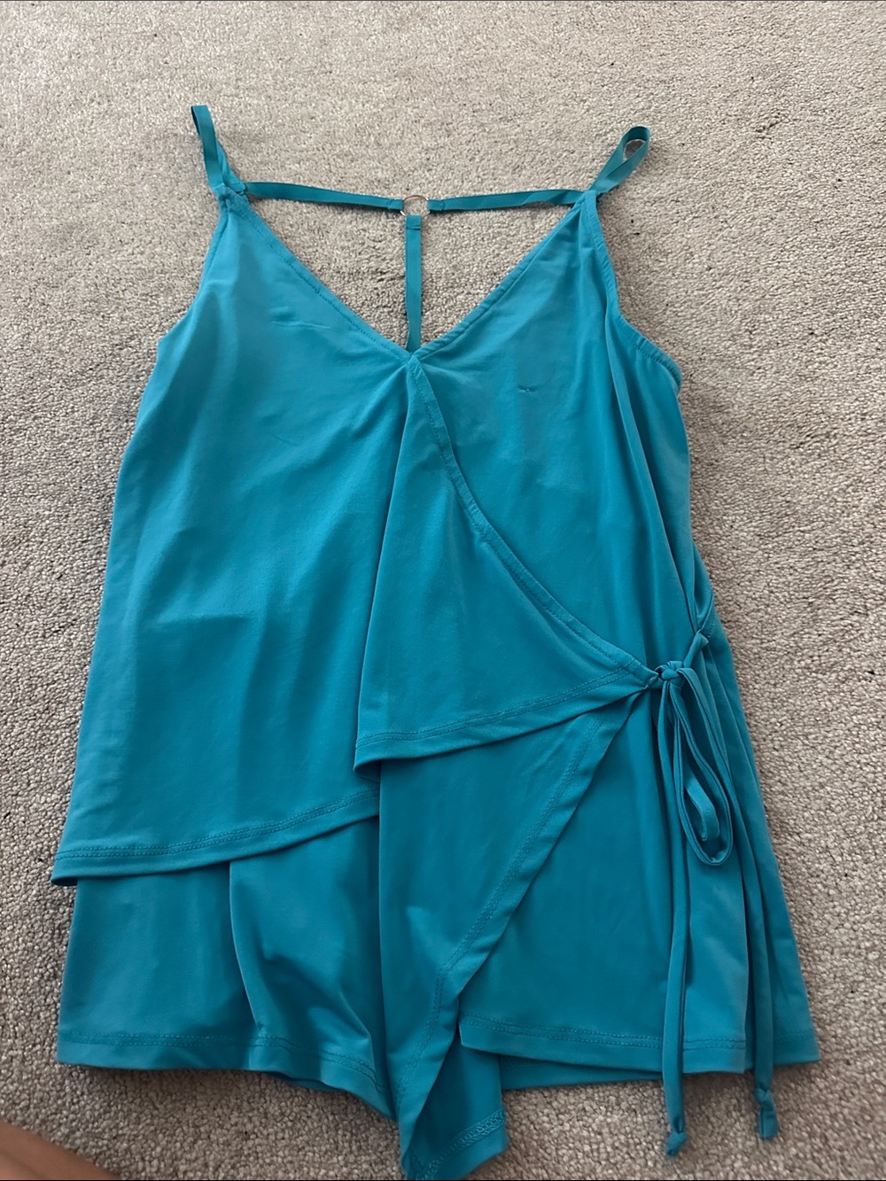 Socialite Teal Wrap-Front Camisole with T-Back and Side Tie